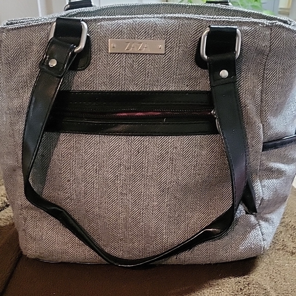 Gray and Black Tote Bag